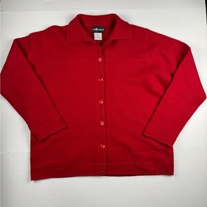 Sag Harbor Vibrant Red wool Cardigan Sweater/jacket size large